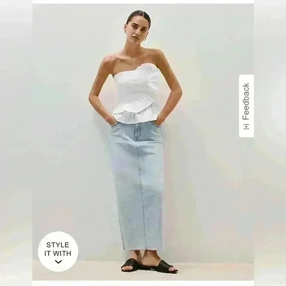 High Waisted Raw Hem Back Slit Maxi Denim Skirt
Size 4 - Picture 1 of 6